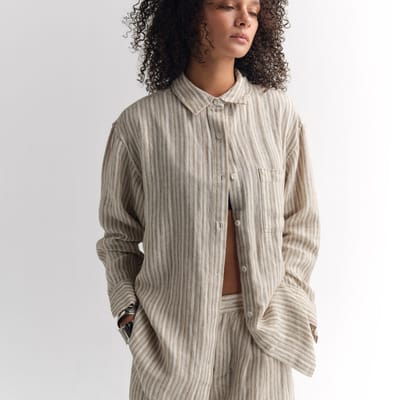 Organic Linen Striped Oversized Button Down by MATE the Label