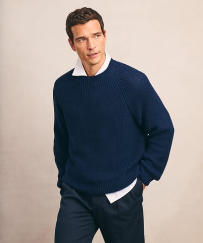 Cotton Fisherman Raglan Crewneck Sweater by NAADAM