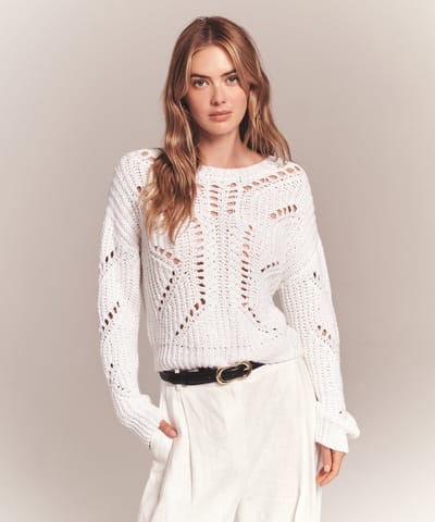 Luxe Chunky Cotton Novelty Pointelle Crew by NAADAM