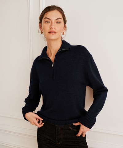 Luxe Cashmere High Neck Quarter Zip by NAADAM