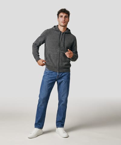 Cashmere Full Zip Hoodie with Contrast Trim by NAADAM