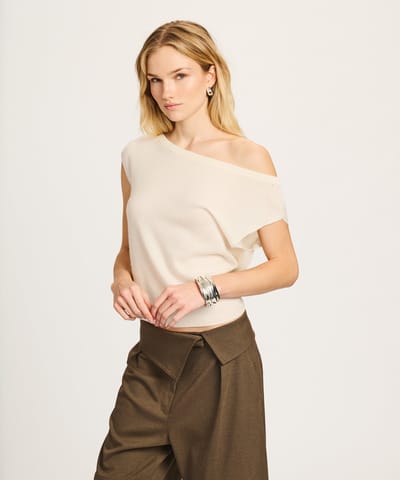 Lightweight Cashmere Off The Shoulder Tank by NAADAM
