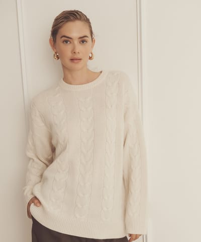 Luxe Cashmere Cable Crewneck by NAADAM