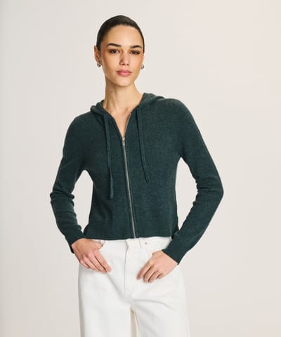 Signature Cashmere Cropped Zip Up Hoodie by NAADAM