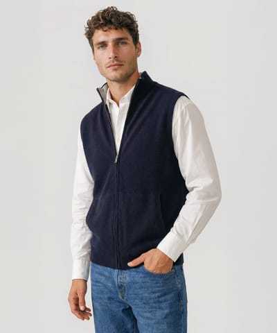 Cashmere Full Zip Vest by NAADAM