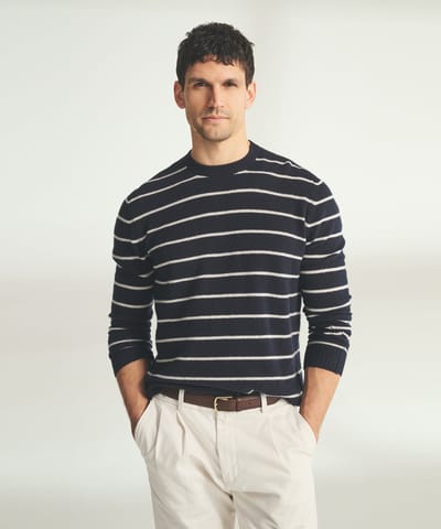 Lightweight Cashmere Striped Crewneck by NAADAM