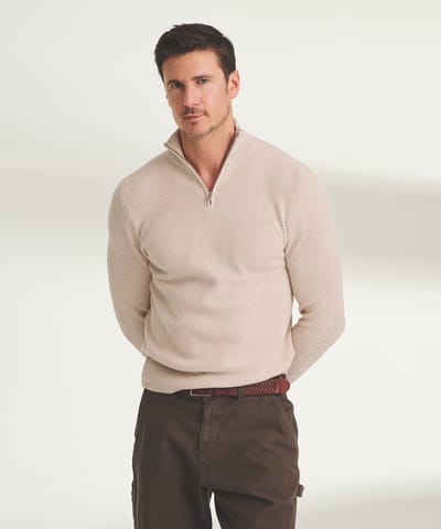 Textured Cotton Quarter Zip by NAADAM