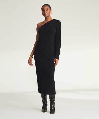 Signature Cashmere One Shoulder Dress by NAADAM