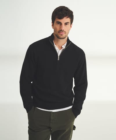 Cotton Relaxed Quarter Zip Sweater by NAADAM