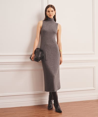 Super Fine Cashmere Sleeveless Turtleneck Dress by NAADAM