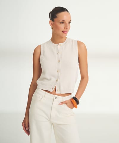 Cotton Sleeveless Cardigan by NAADAM