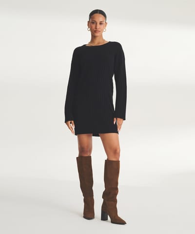 Signature Cashmere Wide Rib Mini Dress by NAADAM