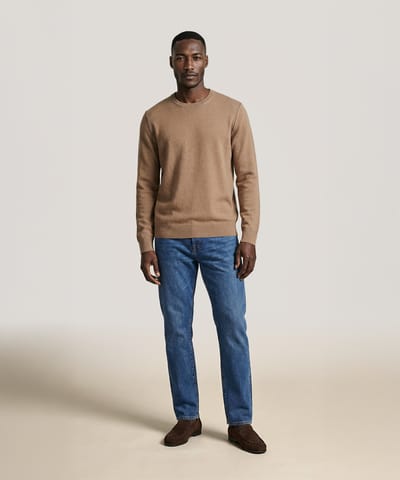 Cashmino Crewneck Sweater with Contrast Trim by NAADAM