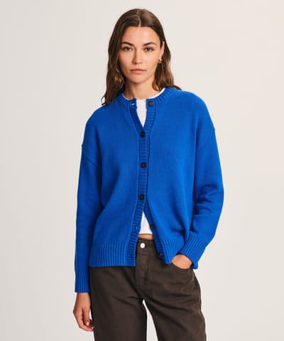 Cotton High Neck Cardigan by NAADAM