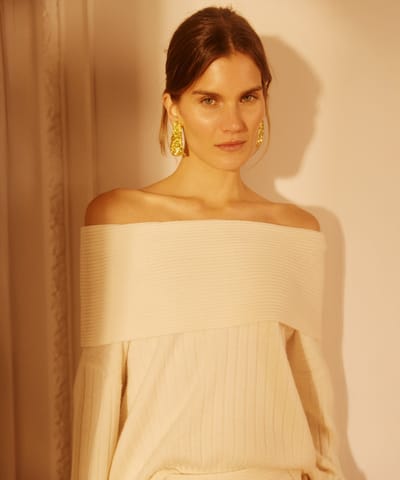 Premium Cashmino Ribbed Draped Top by NAADAM