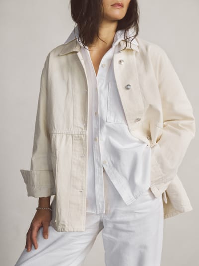 Loretta Jacket, Recycled Denim, Putty by OZMA