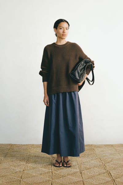 Paz Skirt, Organic Compact Poplin, Navy by OZMA