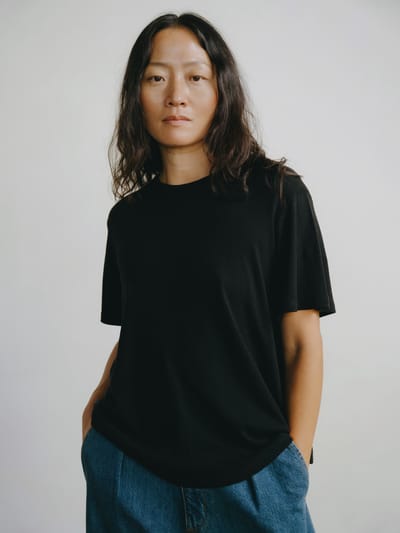 Big Tee, Regen Silk Noil Jersey, Black by OZMA
