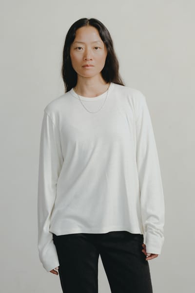 Long Sleeve Big Tee, Regen Silk Noil Jersey, Natural by OZMA