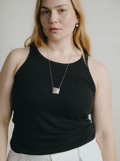 Boy Tank, Regen Silk Noil Jersey, Black by OZMA