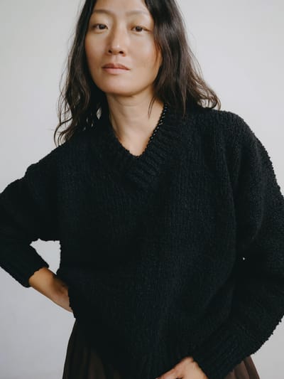 Dylan Sweater, Organic Cotton Bouclé, Black by OZMA