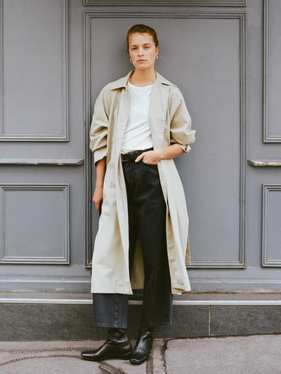 Oversized Trench, Organic Twill, Khaki by OZMA