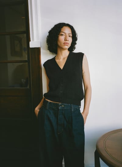 Edie Vest, Organic Cotton Bouclé, Soft Black by OZMA