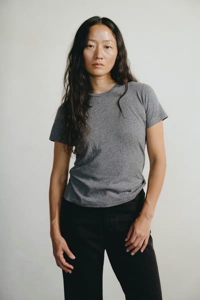 Classic Tee, Regen Silk Noil Jersey, Charcoal by OZMA