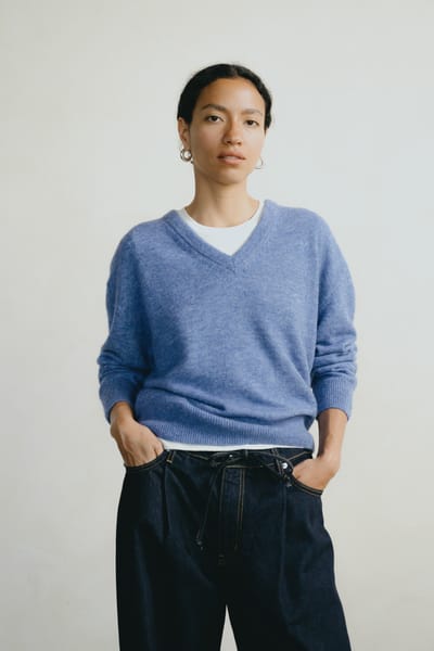 Alejo V-Neck, Midweight Alpaca Blend, Cornflower by OZMA