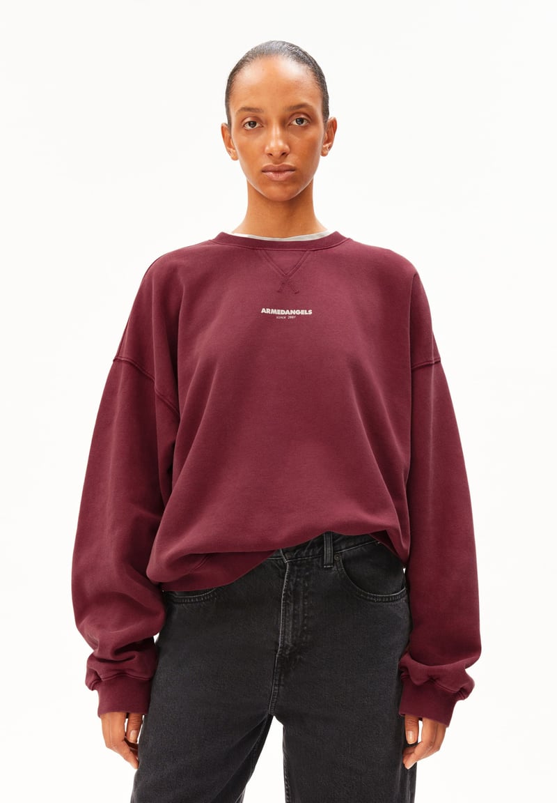 GMT DYE CREWNECK SWEATSHIRT | velvet red by ARMEDANGELS, 100% Cotton