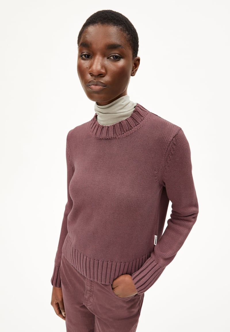 AMALIAAS GMT DYE KNIT SWEATER | dark berry by ARMEDANGELS, 100% Cotton