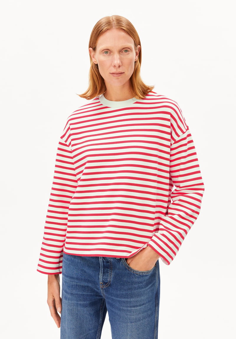 FRANKAA MAARLEN STRIPE SWEAT | undyed-mars red by ARMEDANGELS, 100% Cotton