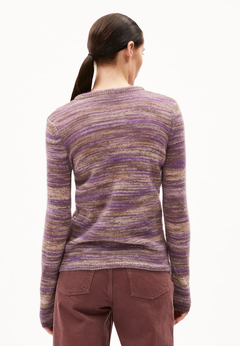ROYAA STAMPATO CARDIGAN | orchid-walnut creme by ARMEDANGELS, 64% Wool, 36% Mohair