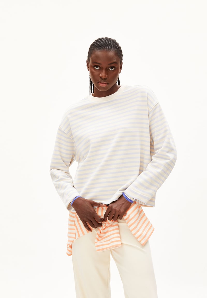 FRANKAA MAARLEN STRIPE SWEAT | morning sky-undyed by ARMEDANGELS, 100% Cotton