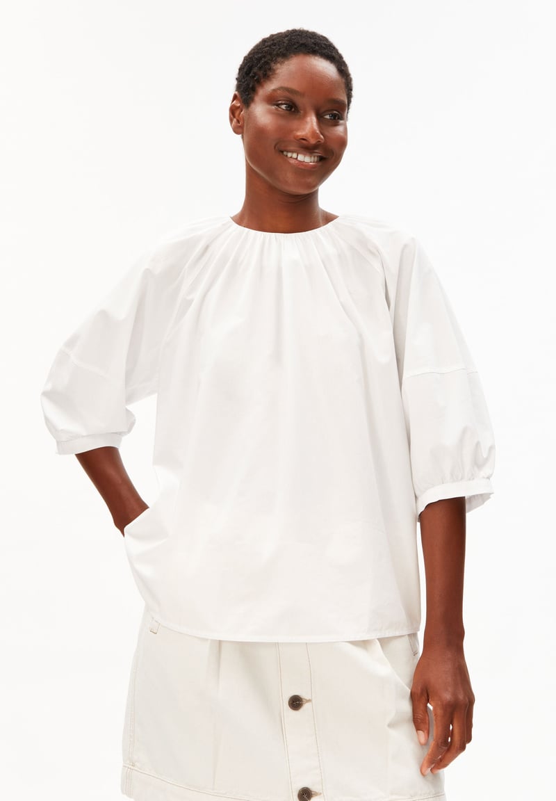 POPLIN BALLOON  SLEEVE BLOUSE | white by ARMEDANGELS, 100% Cotton