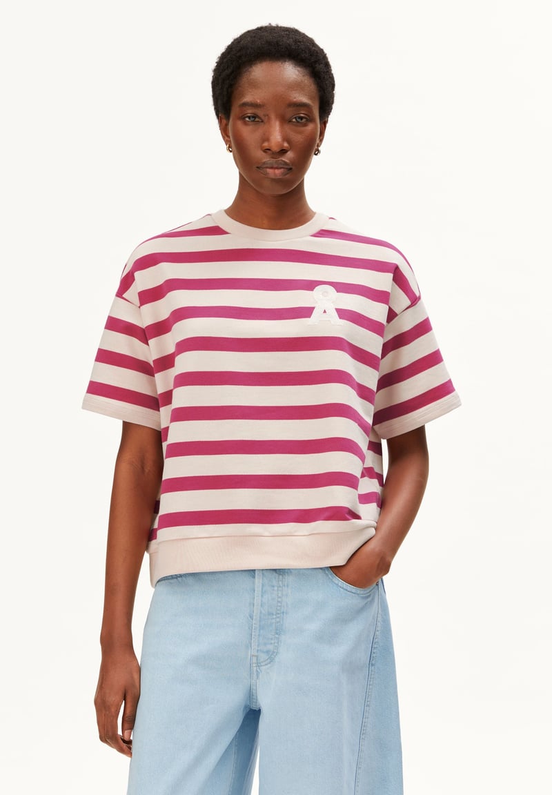 BAMIKAA STRIPE SWEAT | undyed-very berry by ARMEDANGELS, 100% Cotton