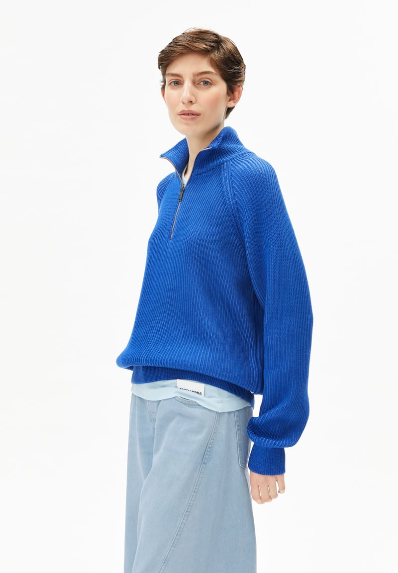 TROYER VANISÉ KNIT SWEATER | dynamo blue-light dynamo blue by ARMEDANGELS, 100% Cotton