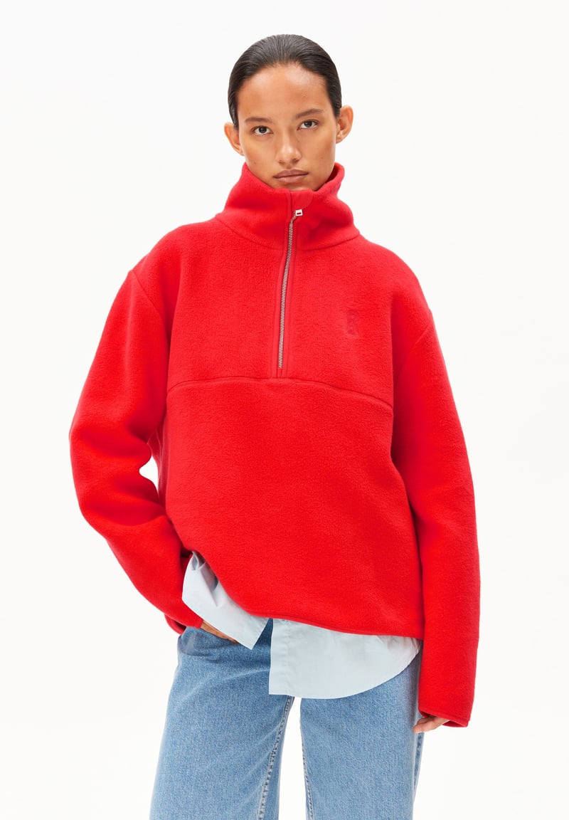 HAARLEENAA COTTON FLEECE SWEAT | mars red by ARMEDANGELS, 100% Cotton