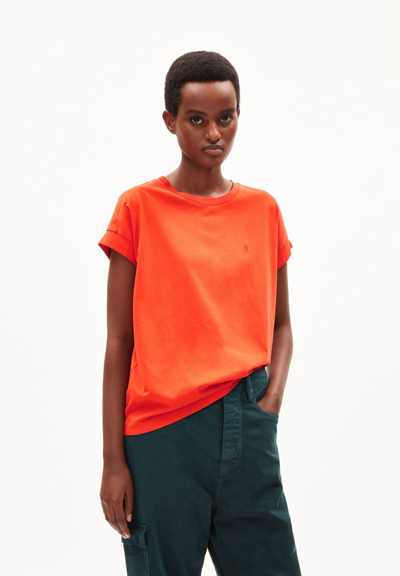 IDAARA T-SHIRT | emergency red by ARMEDANGELS, 100% Cotton