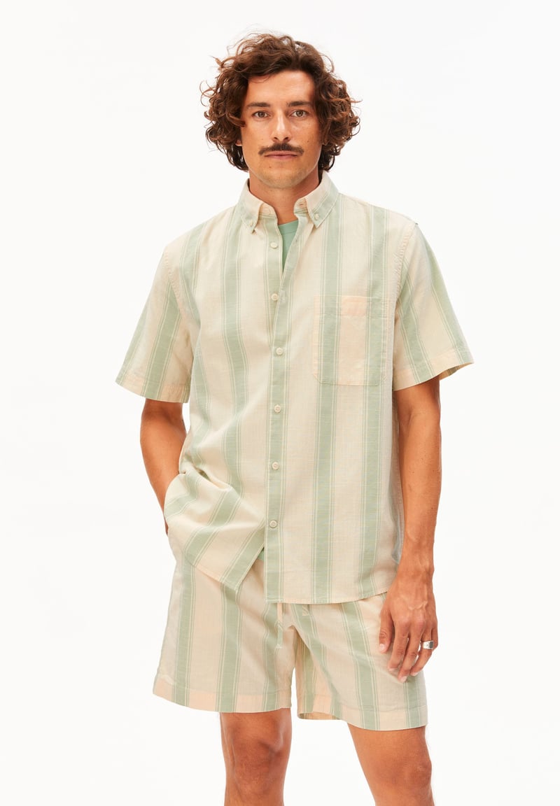 STRIPED SHORTSLEEVE SHIRT | foam by ARMEDANGELS, 100% Cotton