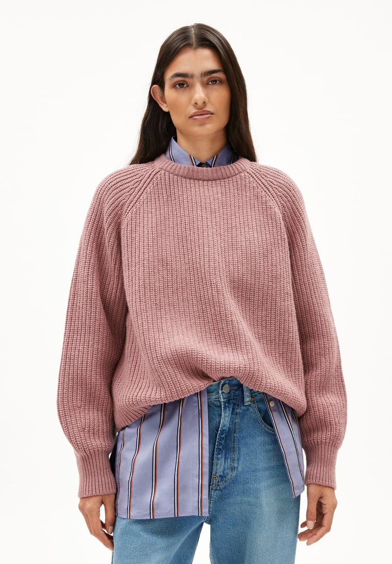 RIB KNIT SWEATER| light berry by ARMEDANGELS, 55% Wool, 45% Cotton