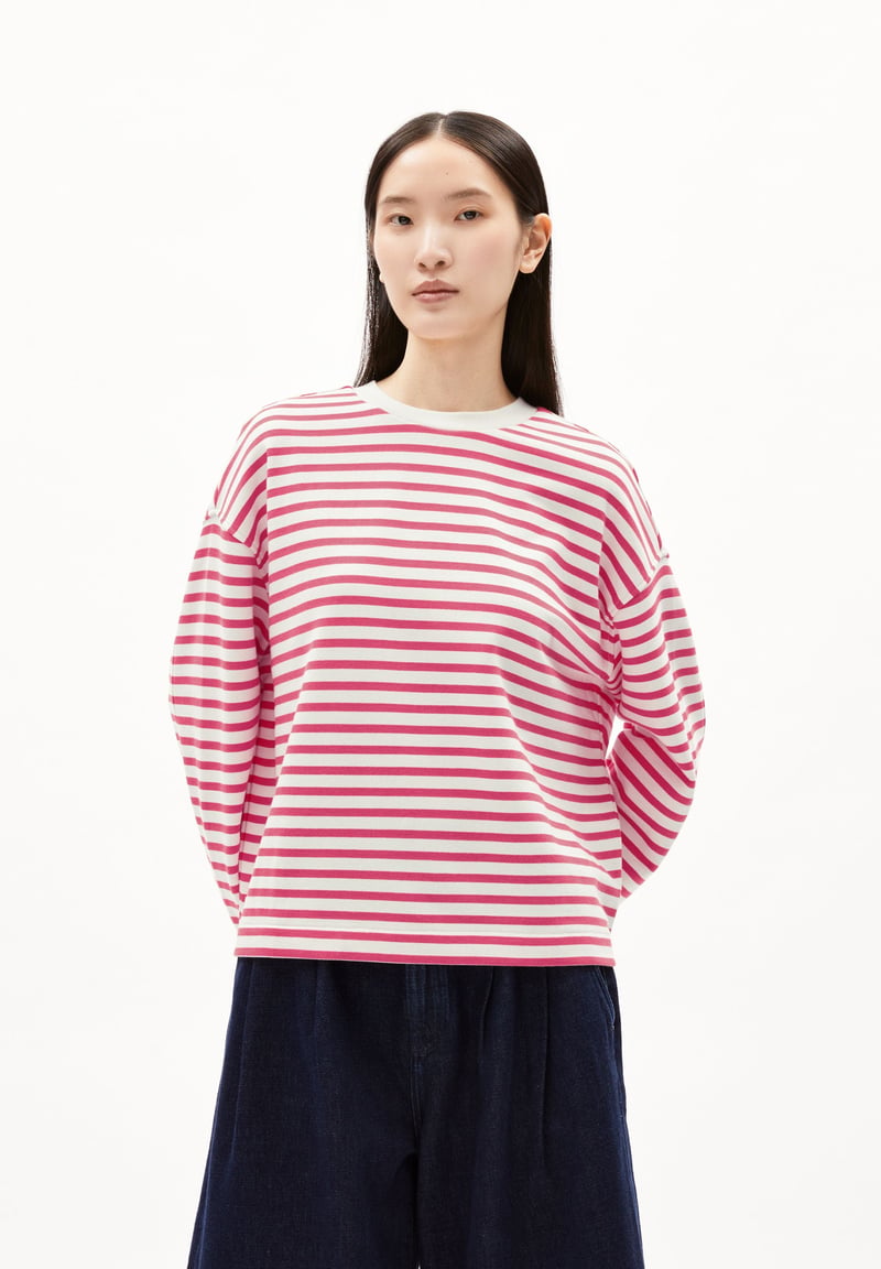 FRANKAA MAARLEN STRIPE SWEAT | undyed-crushed berry by ARMEDANGELS, 100% Cotton