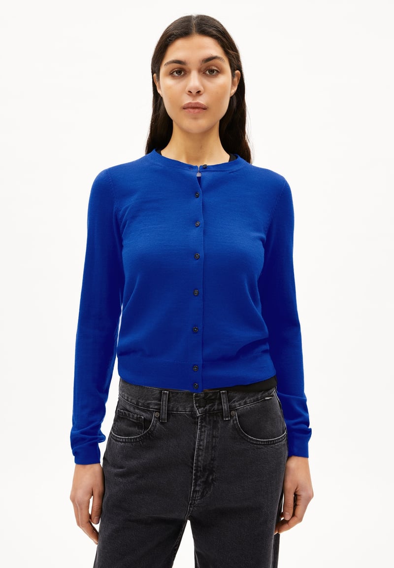 OPHALIAA MERINO CARDIGAN | lapis blue by ARMEDANGELS, 100% Wool