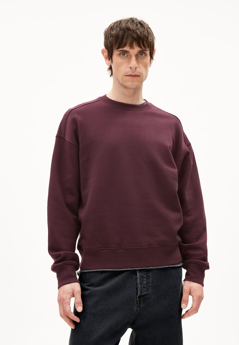 EMAAL Å ZICK ZACK SWEATSHIRT | dark cranberry by ARMEDANGELS, 100% Cotton