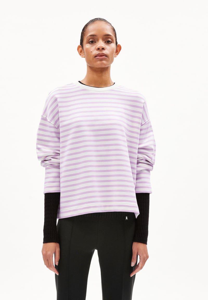 FRANKAA MAARLEN STRIPE SWEAT | lavender light-undyed by ARMEDANGELS, 100% Cotton