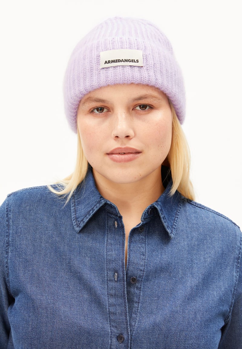 MOHAIR-MIX KNITTED BEANIE | moonlit lilac by ARMEDANGELS, 44% Mohair, 44% Lyocell, 12% Wool