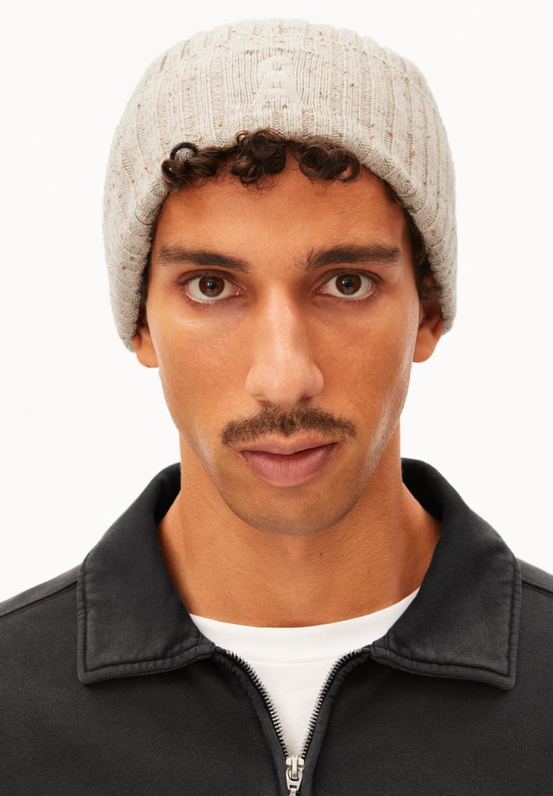 TWEED KNIT BEANIE | sandstone tweed by ARMEDANGELS, 65% Cotton, 35% Wool
