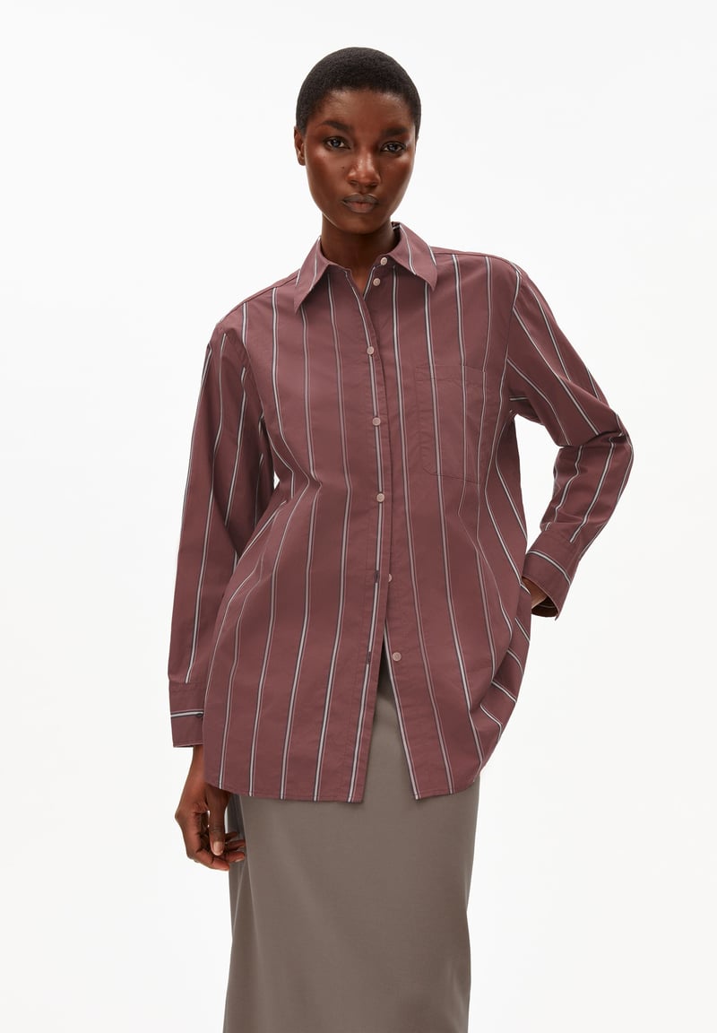HALIAA STRIPED BLOUSE| dark berry by ARMEDANGELS, 100% Cotton