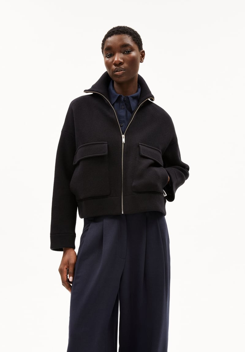 JOANIAAS KNIT JACKET | black by ARMEDANGELS, 77% Cotton, 18% Wool, 5% Nylon