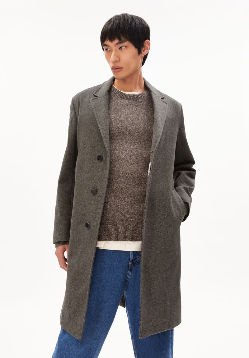 PAABLO COAT | mid grey melange by ARMEDANGELS, 100% Wool